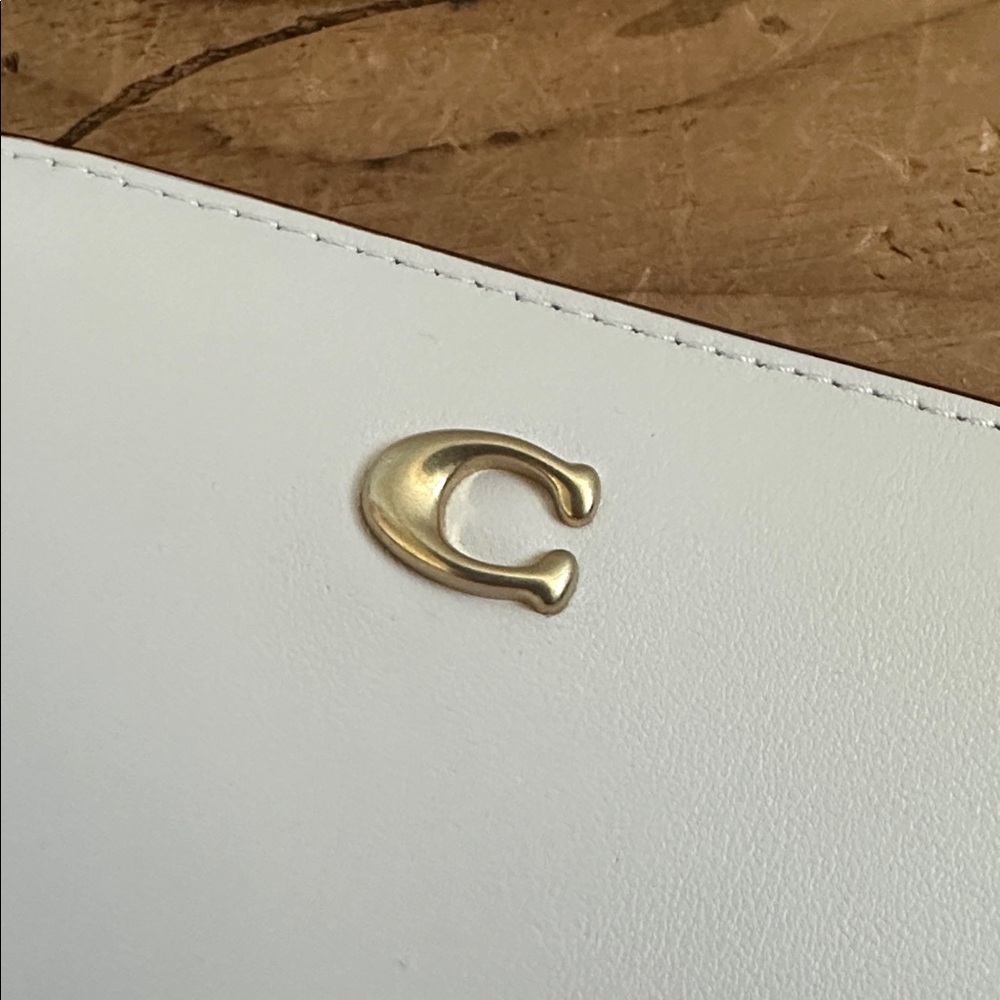 Coach Slim Essentials Bifold Wallet Chalk Ivory and Brass, Compact Small Wallet - Picture 9 of 14